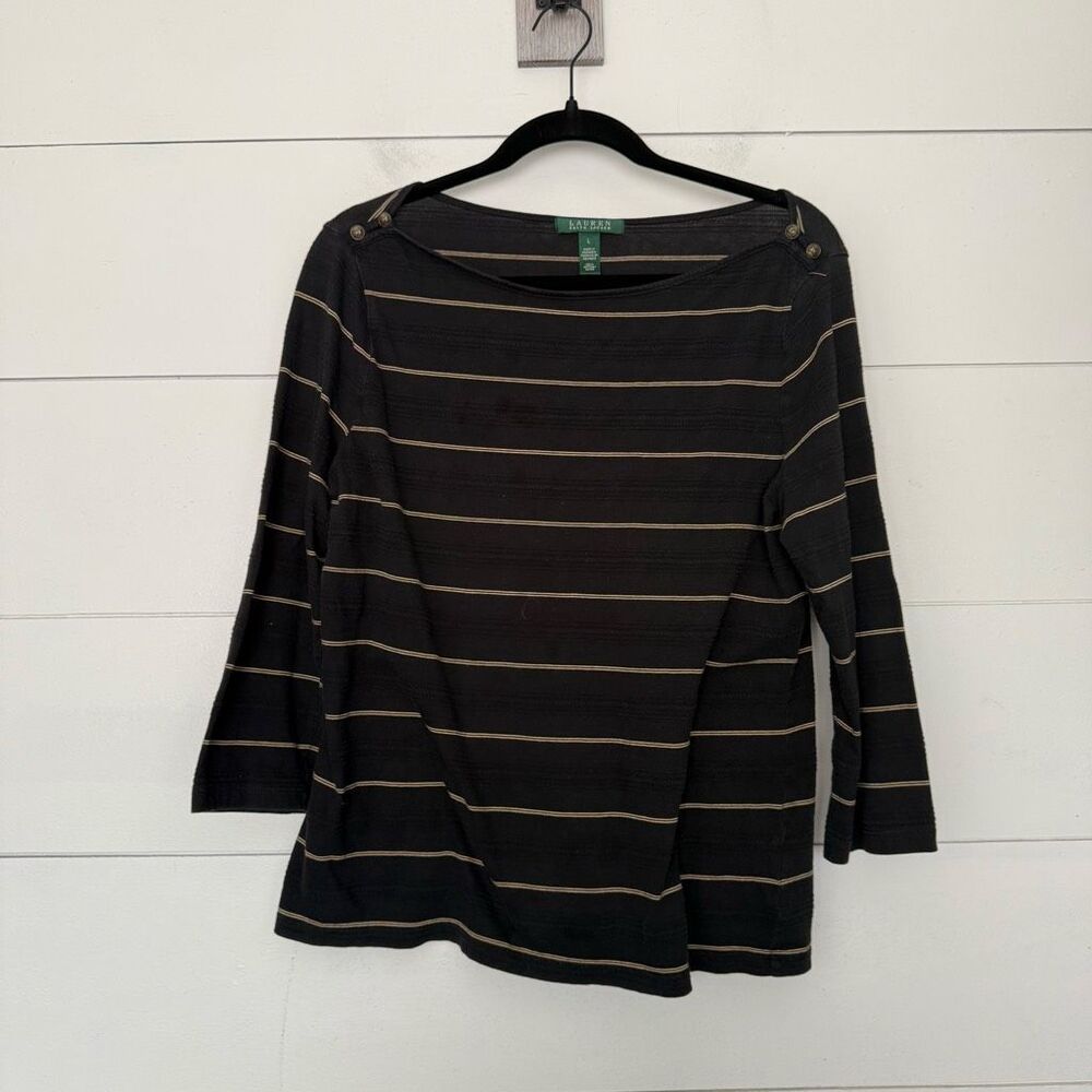 Lauren Ralph Lauren Women’s Large Black Gold Top Blouse
